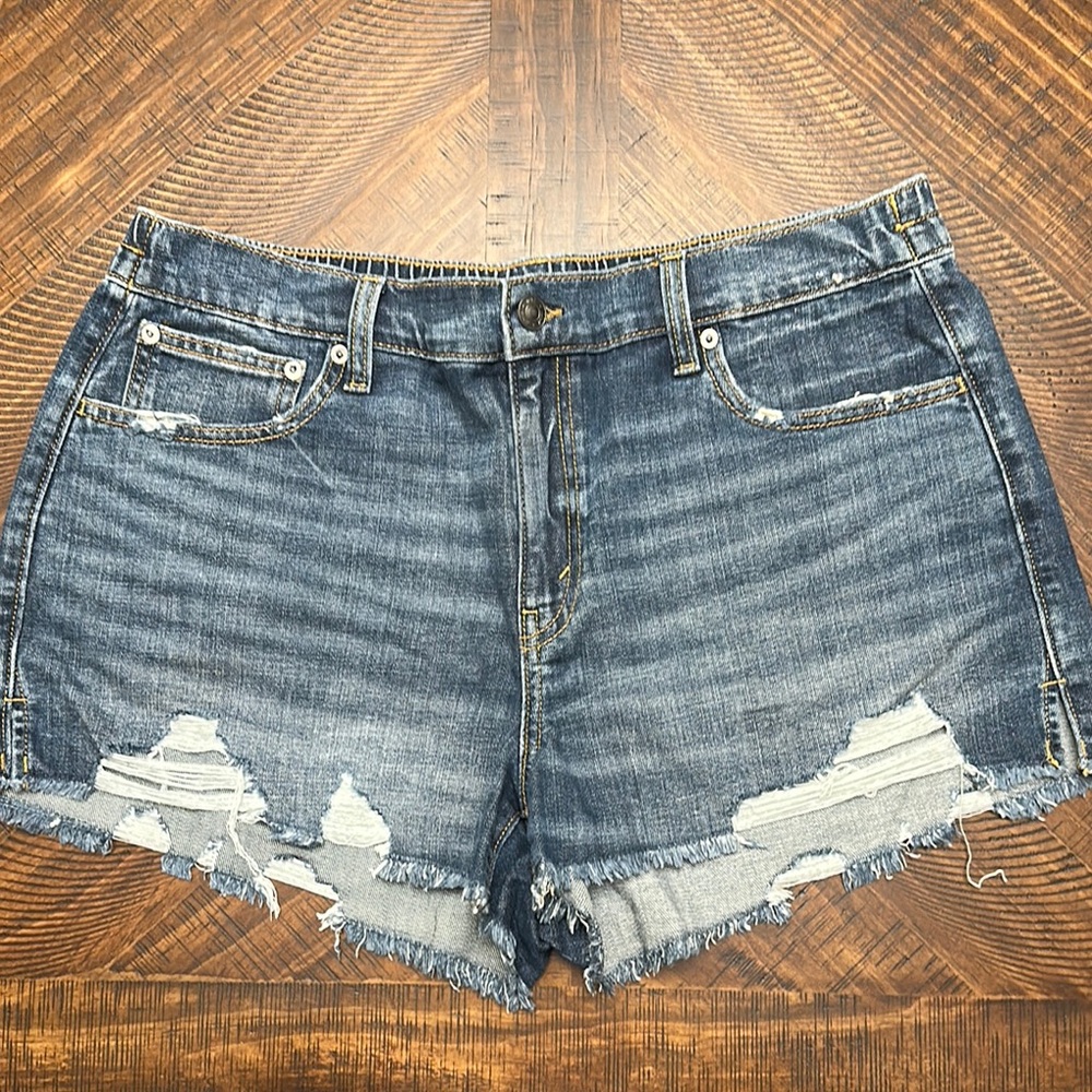 Aerie Blue Vintage Distressed Jean Shorts